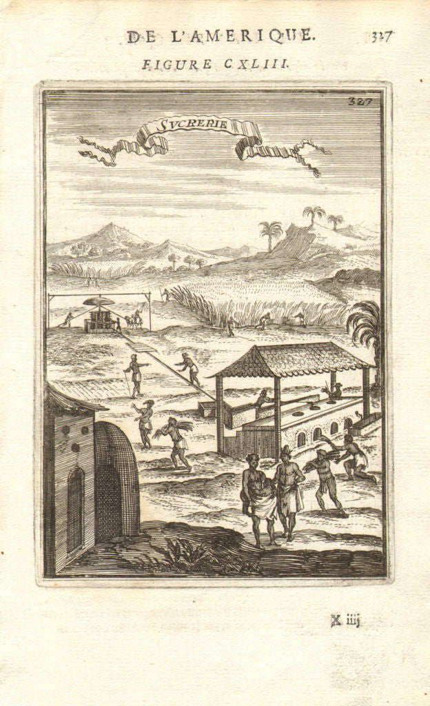 WEST INDIES. Sugarcane plantation & press/mill. Slaves. ' Sucrerie'. MALLET 1683